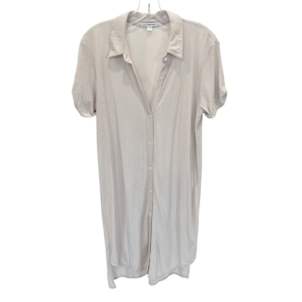 Standard James Perse Gray Slub Knit Button Down Shirt Dress - Size 3, Large
